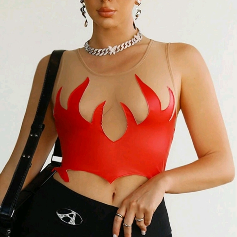 Nwt   cropped plu leather and mesh tank - Picture 5 of 6